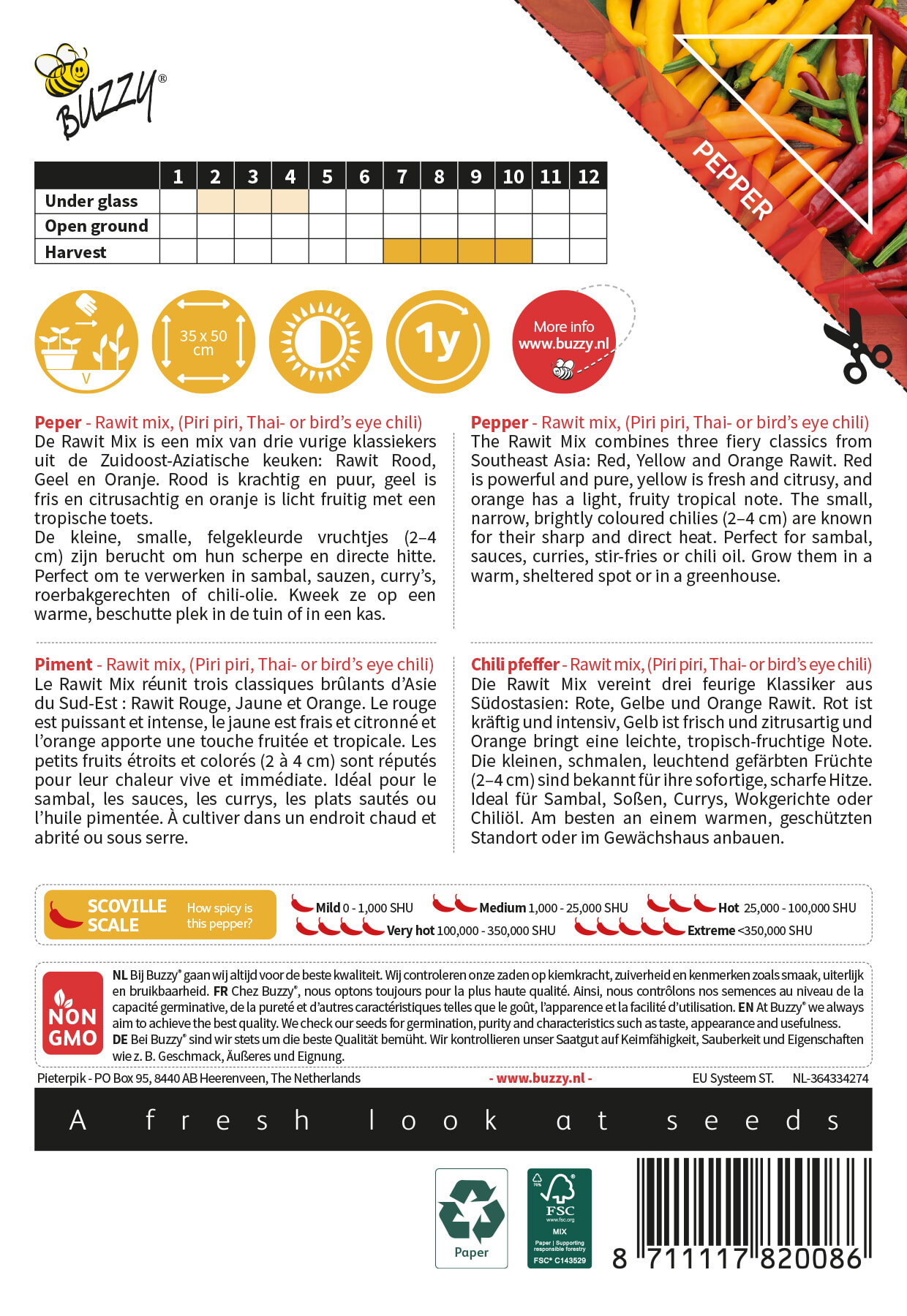 Peper - Rawit mix, (Piri piri, Thai- or bird’s eye chili)