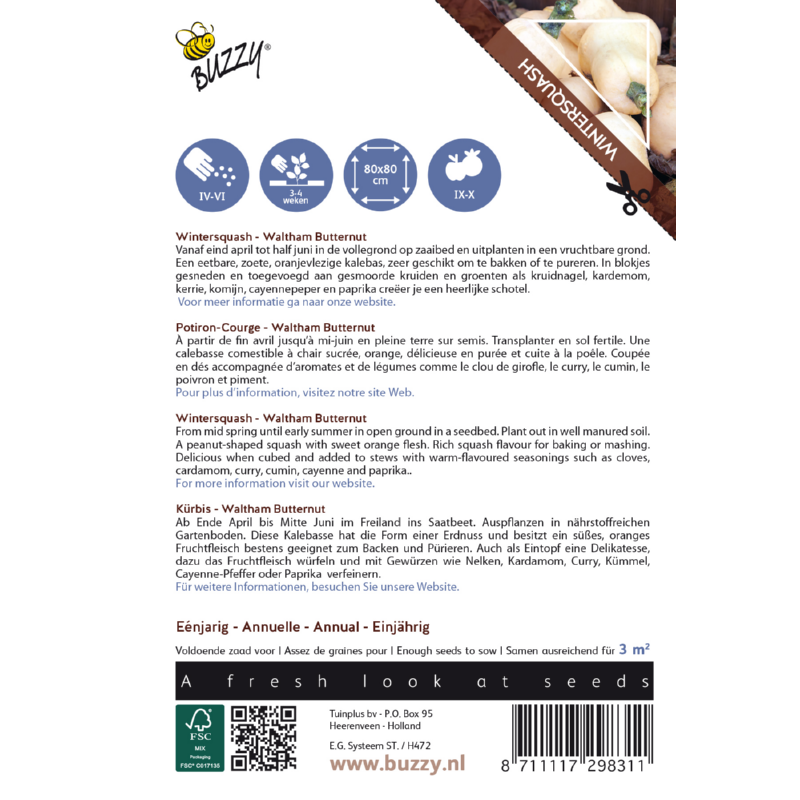 Ornamental Pompoen, Wintersquash Waltham Butternut