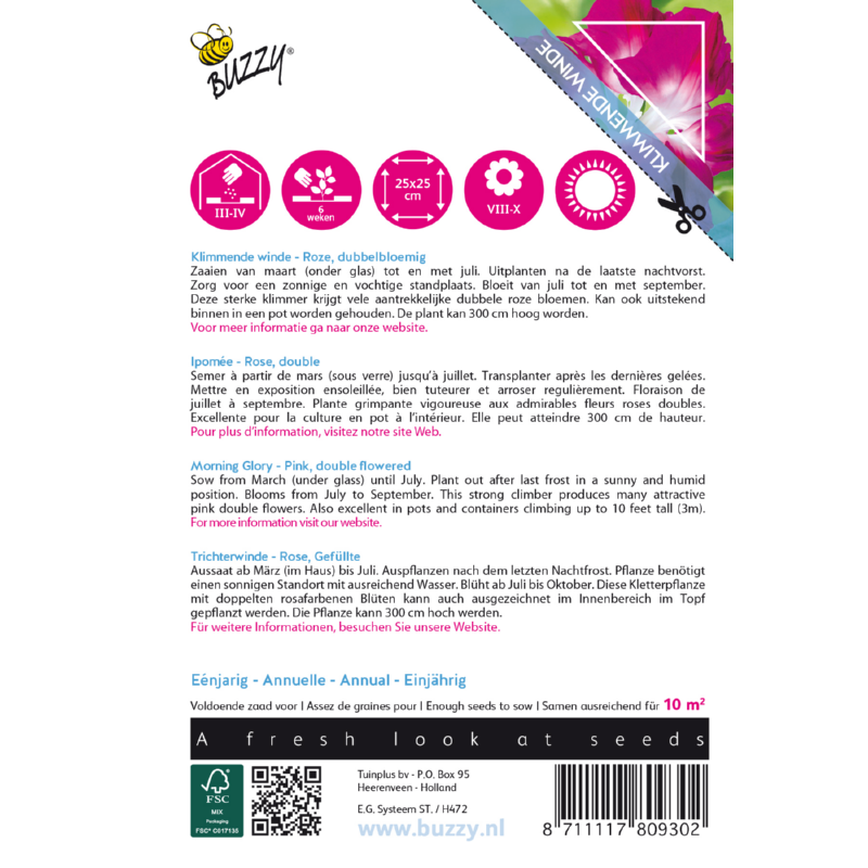 Climbing Flowers Ipomoea, Klimmende winde, Roze, dubbelbloemig