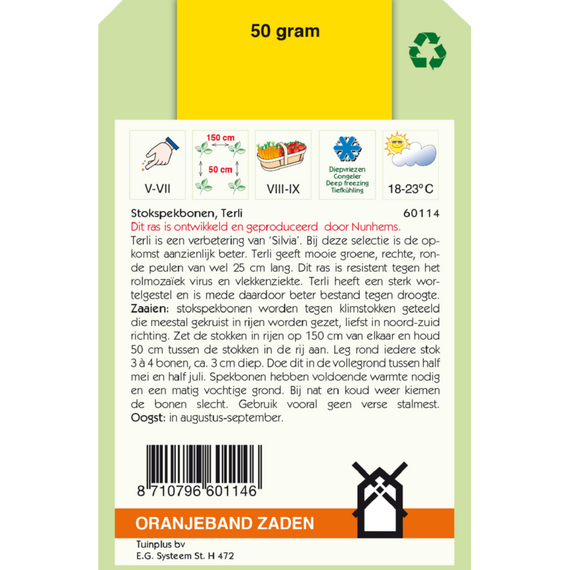 Stokspekbonen Terli, 50 gram