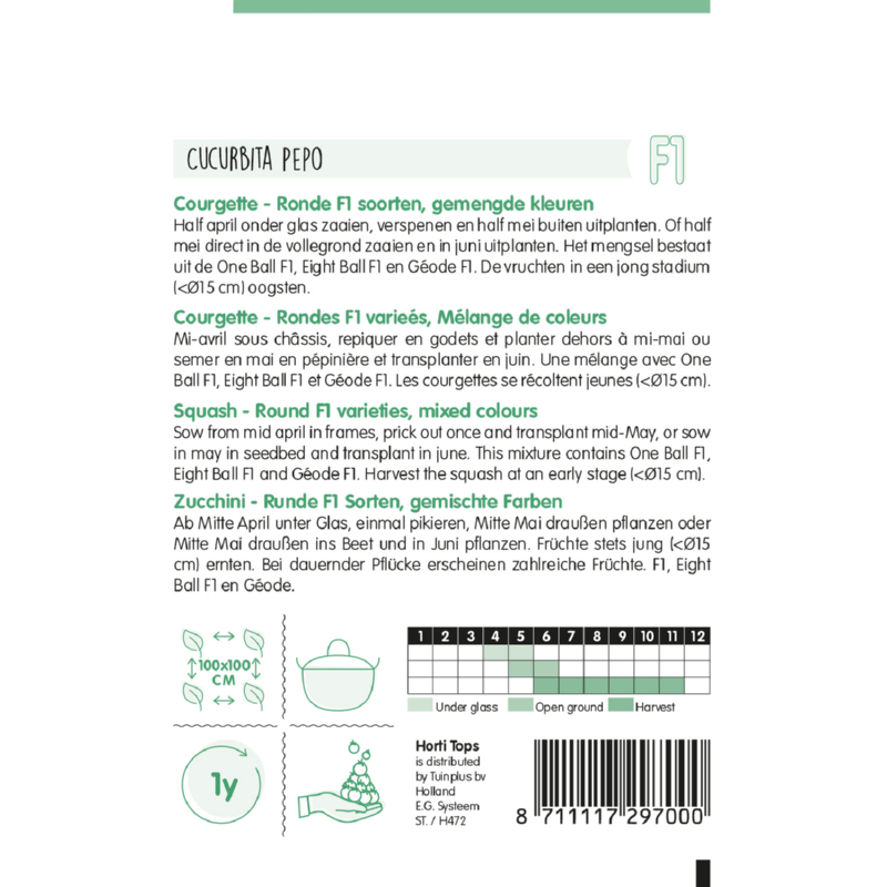 Courgette Ronde F1 soorten, gemengde kleuren