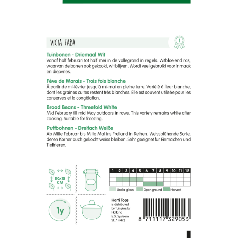 Tuinbonen Driemaal Wit, 20 gram