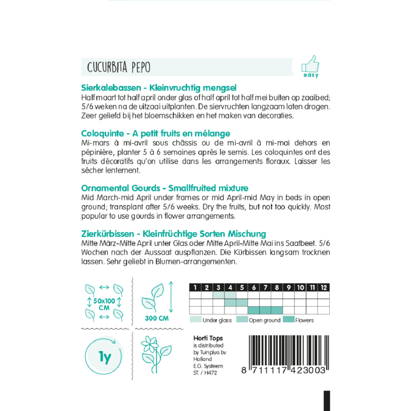 Cucurbita, Sierkalebas kleinvruchtig gemengd