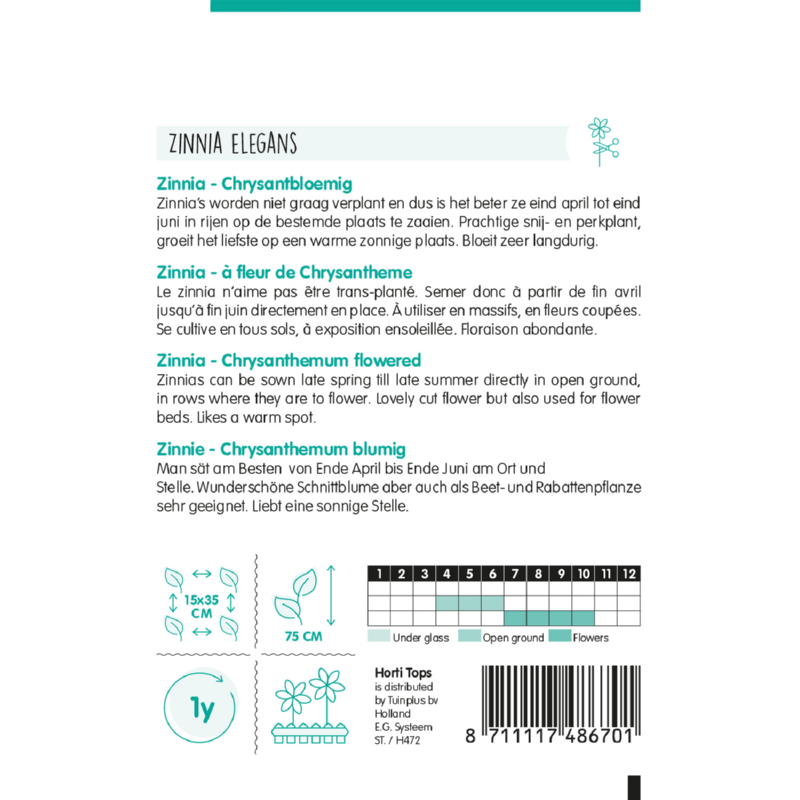Zinnia Chrysanthbloemig gemengd
