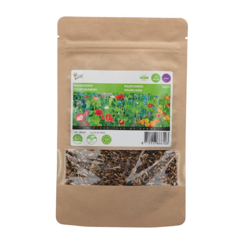 Wildbloemen mengsel zaden Een en Meerjarig Gemengd 25M²