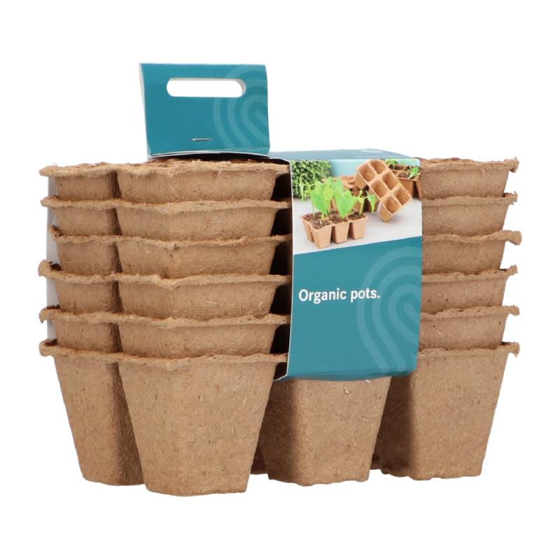 Biologisch afbreekbare kweekpotjes 4x4cm 6 strips à 6 stuks