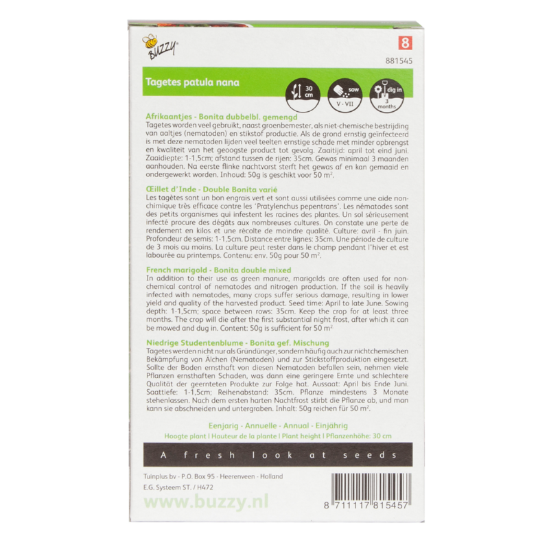 Tagetes Afrikaantjes tegen aaltjes 50M², 50g