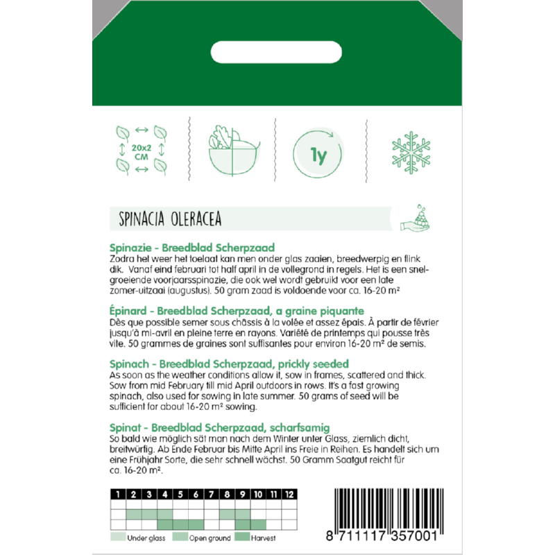 Spinazie Breedblad Scherpzaad, 50g