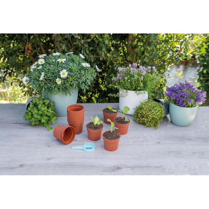 Plastic terra potjes, 18 stuks rond 9cm, 300cc