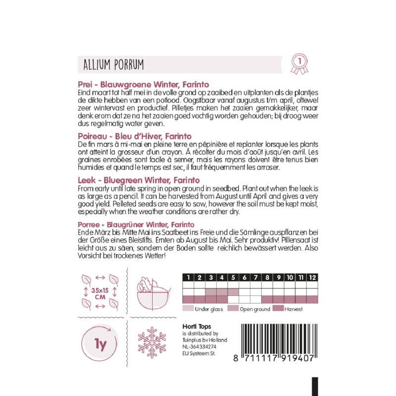 Pillenzaad Prei Blauwgroene winter Farinto