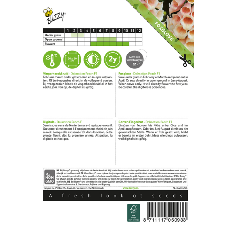 Digitalis, Vingerhoedskruid Dalmation F1 Peach