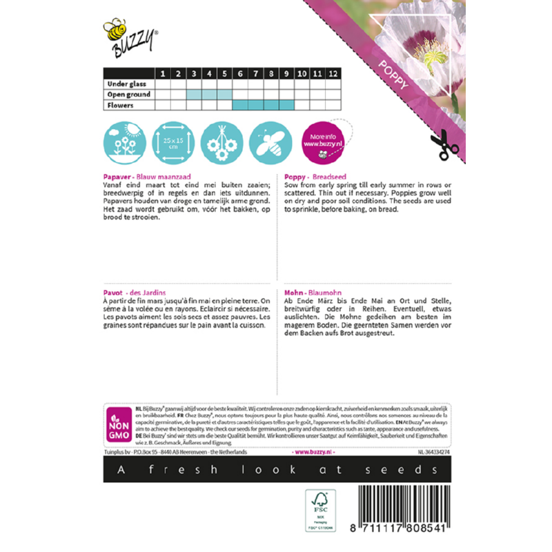 Poppy Papaver Blauw maanzaad