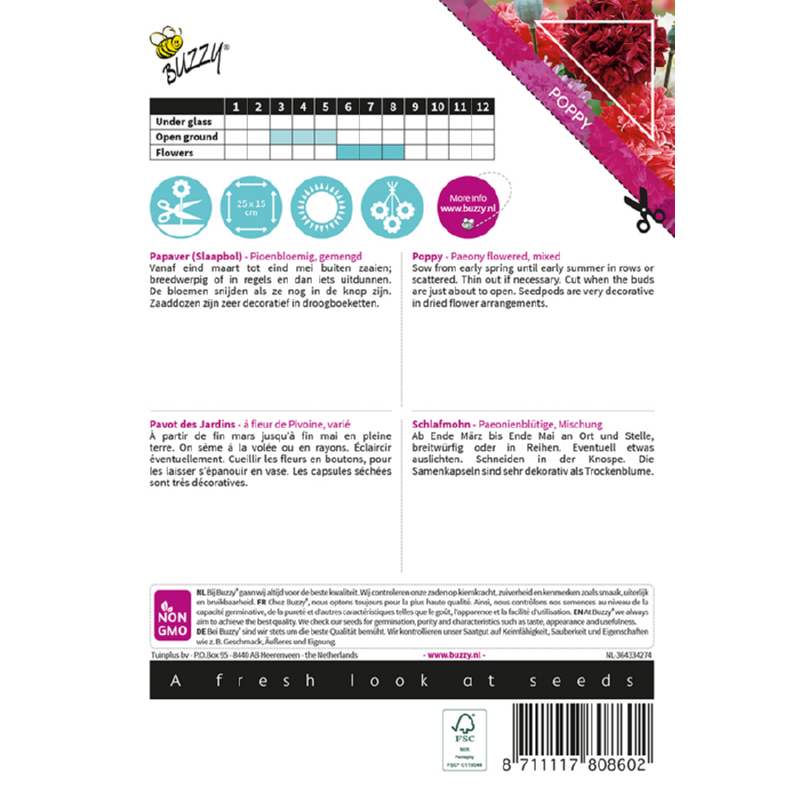 Poppy Slaapbol Pioenbloemige papaver