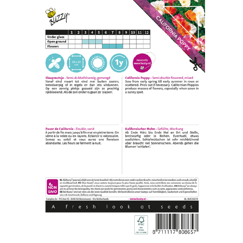 Poppy Slaapmutsjes Semi-dubbelbloemig gemengd