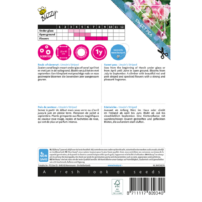 Climbing Flowers Lathyrus, Reuk- of siererwt Unwin's Striped