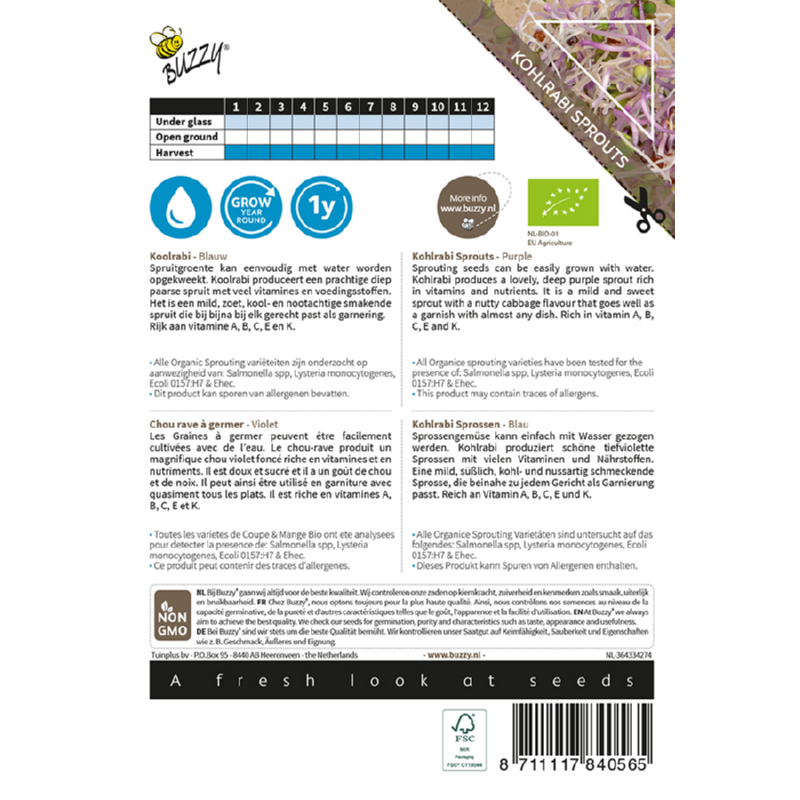 Organic Sprouting Koolrabi blauw