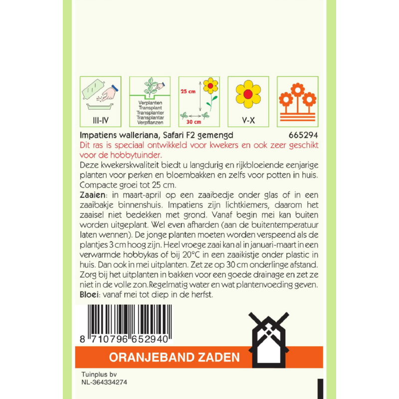 Impatiens, Vlijtig Liesje Safari F2 gemengd