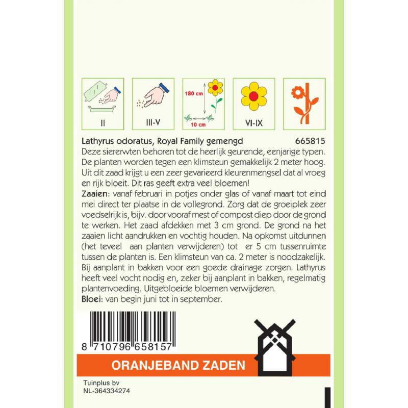 Lathyrus, Reuk- of siererwt Royal gemengd