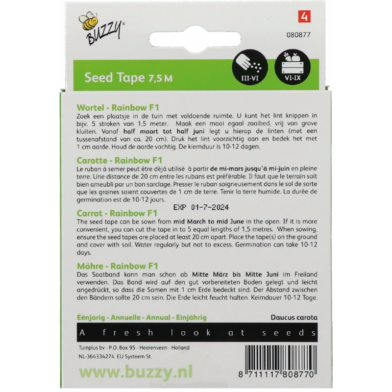 Zaadband Wortel Rainbow F1