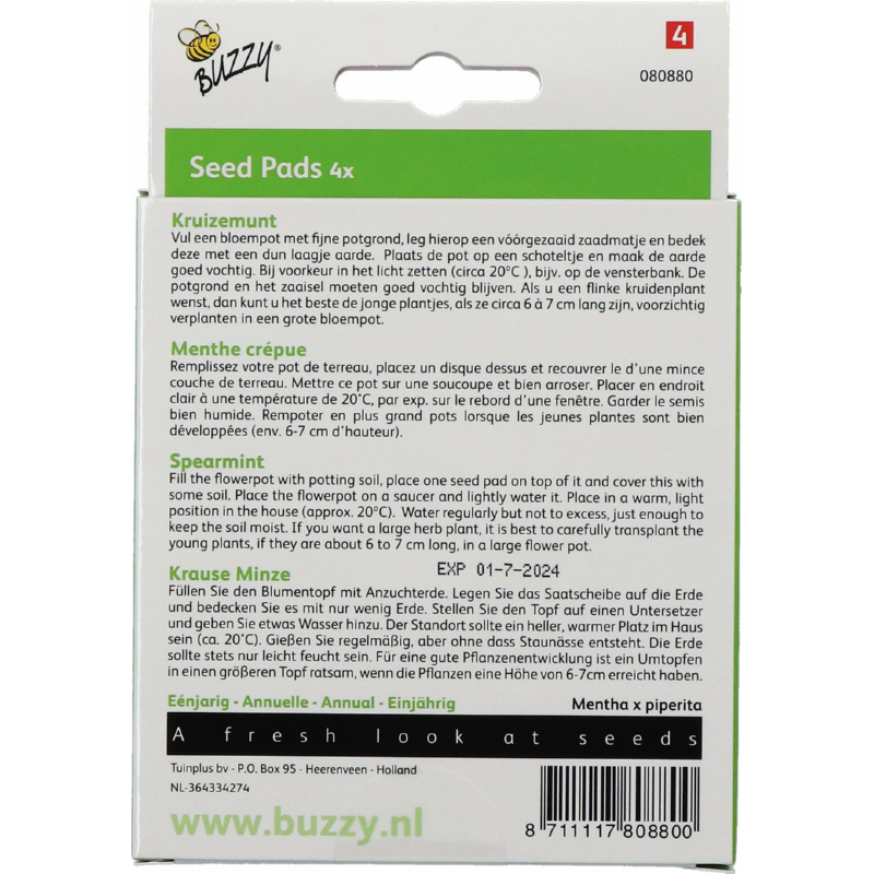 Seedpads Kruizemunt, 4 ronde pads