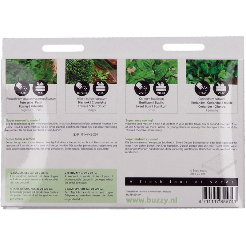 Zaadmatjes Kruiden, 4 matjes