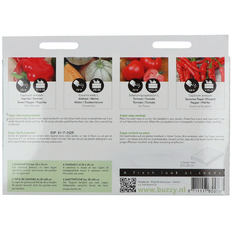 Zaadmatjes Vruchtgroente, 4 matjes