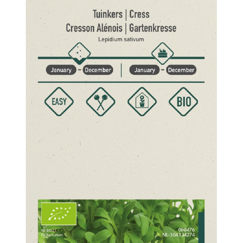 Weggeef zakje biologische tuinkers