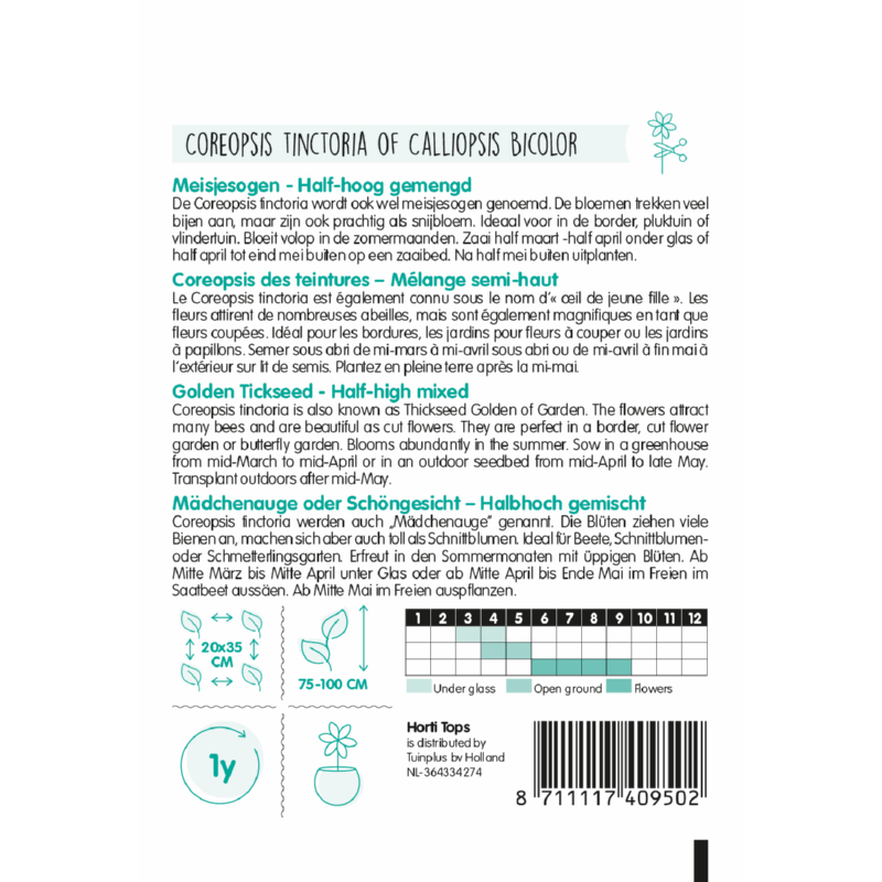 Calliopsis, Meisjesogen half-hoog gemengd