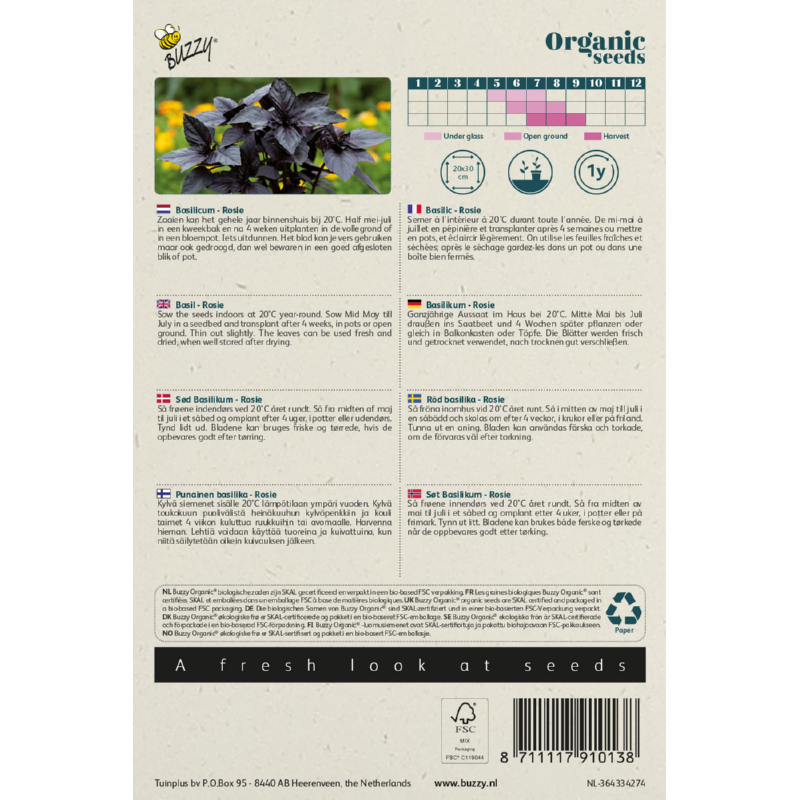Biologische Basilicum Rosie