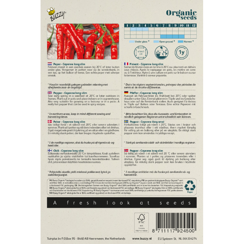 Biologische Peper Cayenne long slim