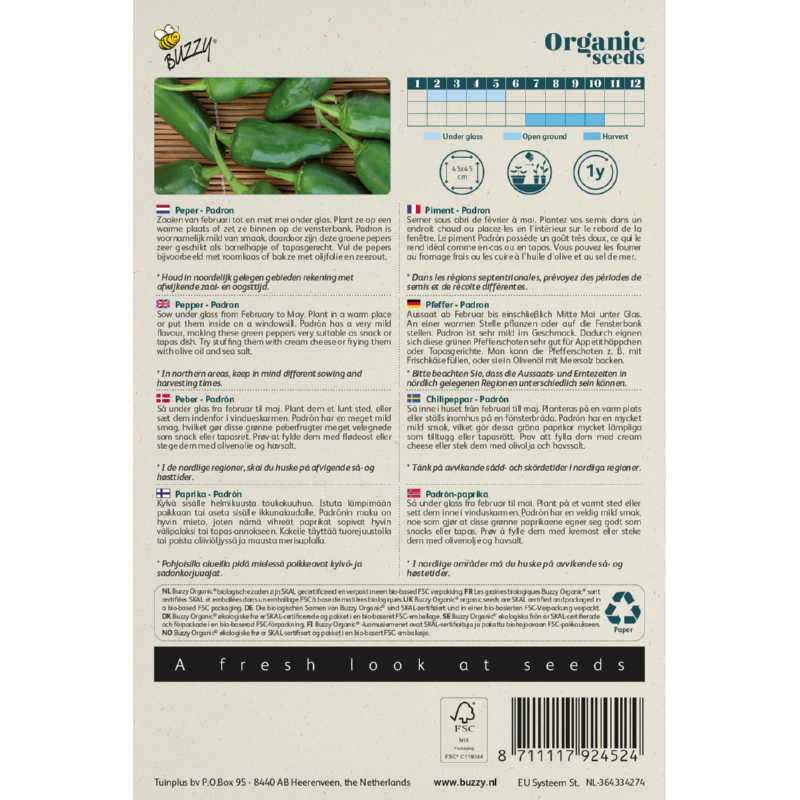 Biologische Peper Padron