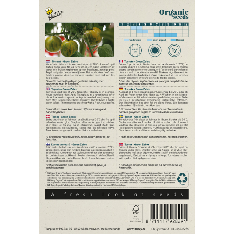 Biologische Tomaat Green Zebra