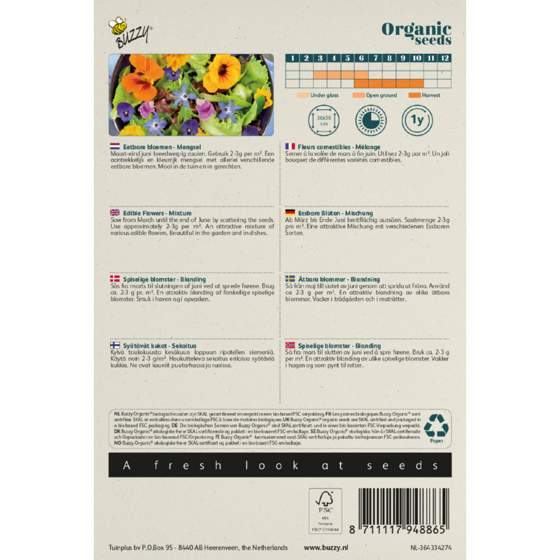 Biologisch mengsel Eetbare Bloemen