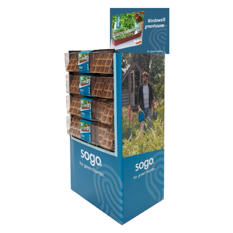 Vensterbank kweekkas + 30pots 4x4cm 
Afmeting 49x15x5,5cm