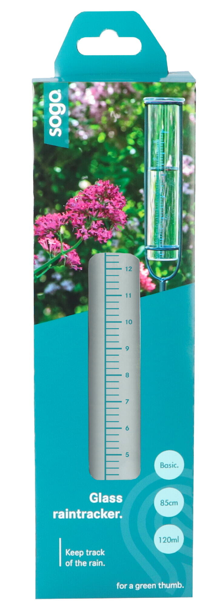 Glazen regenmeter op pin