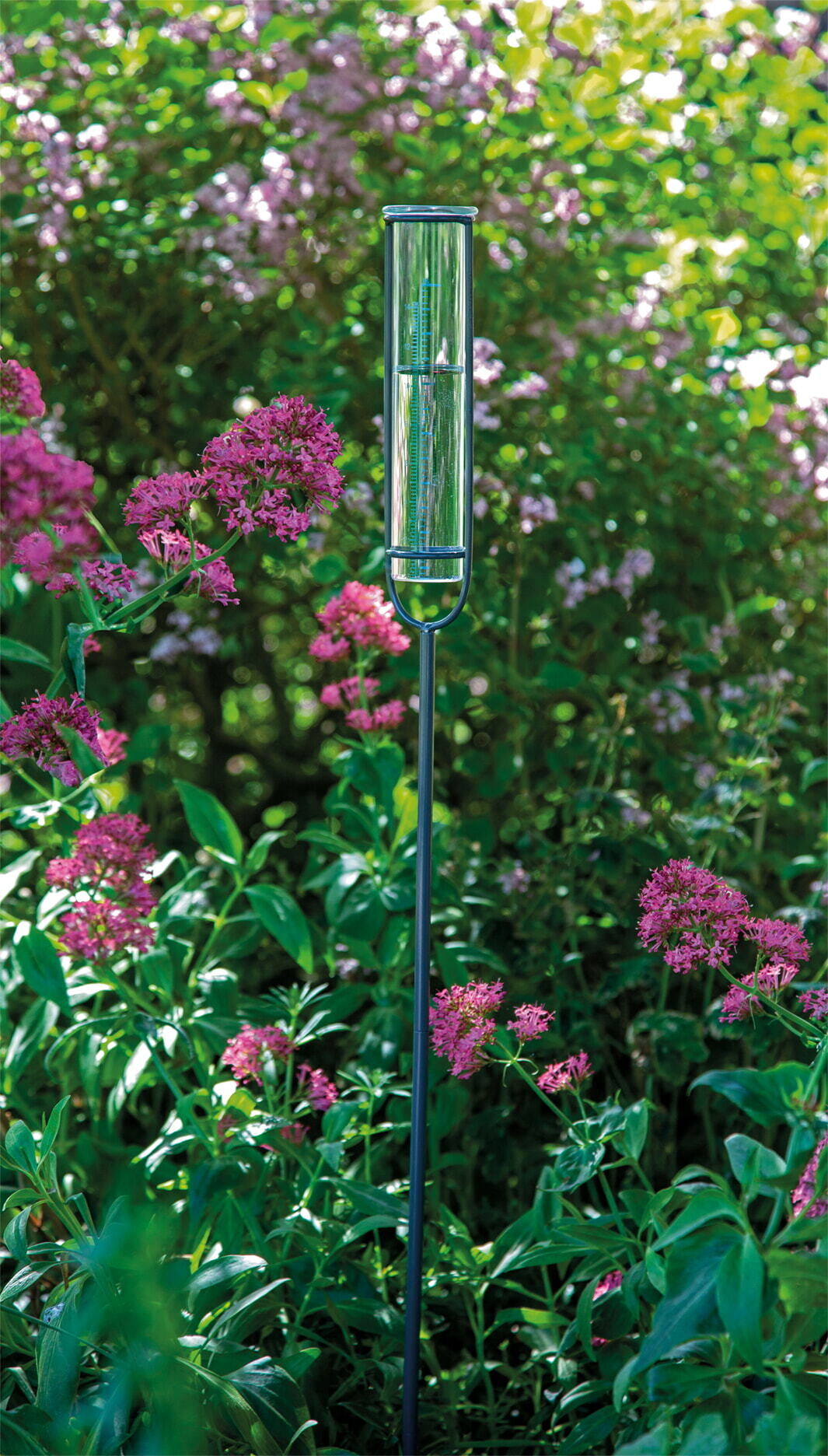 Glazen regenmeter op pin