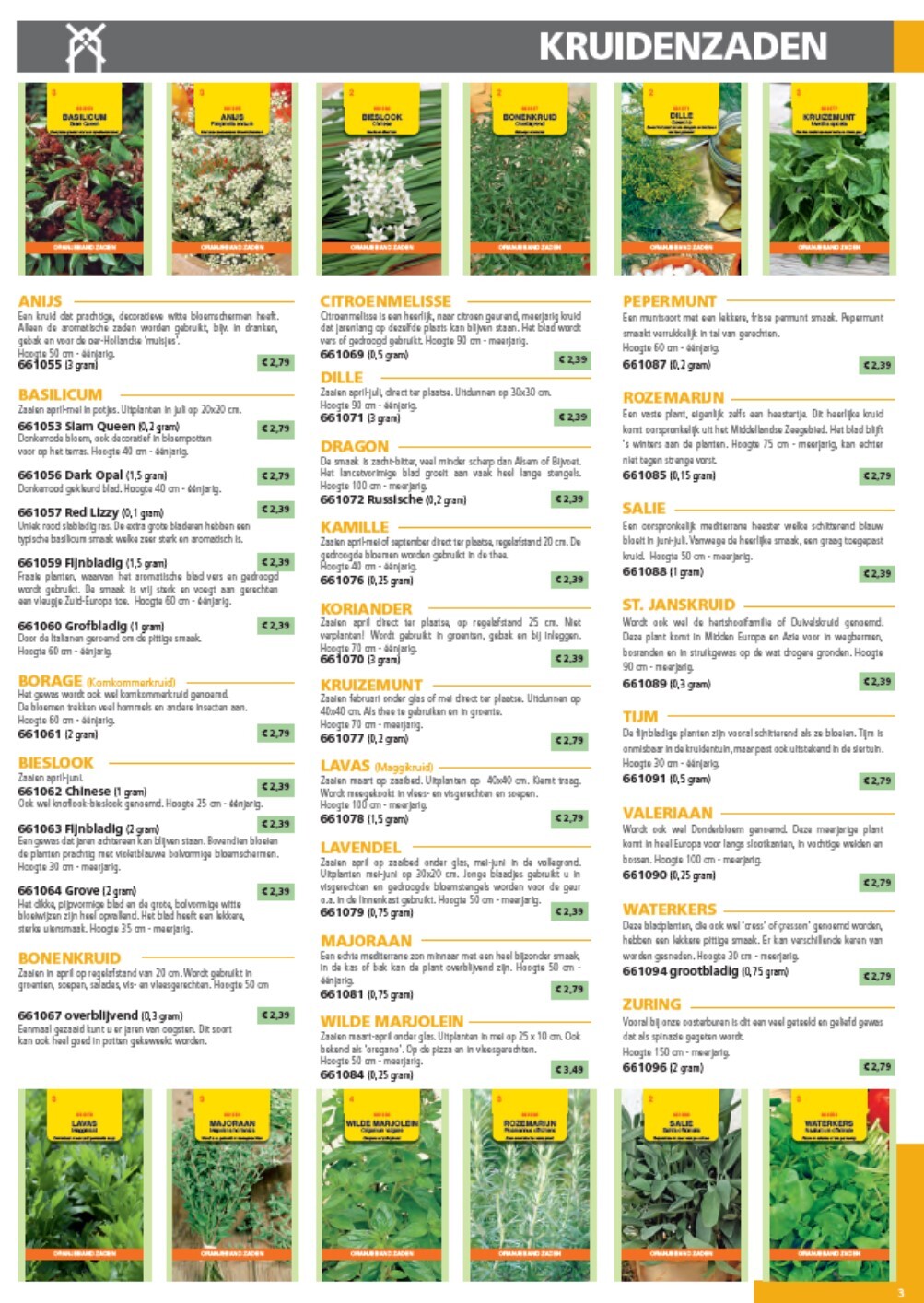 Oranjeband Zaden Catalogus