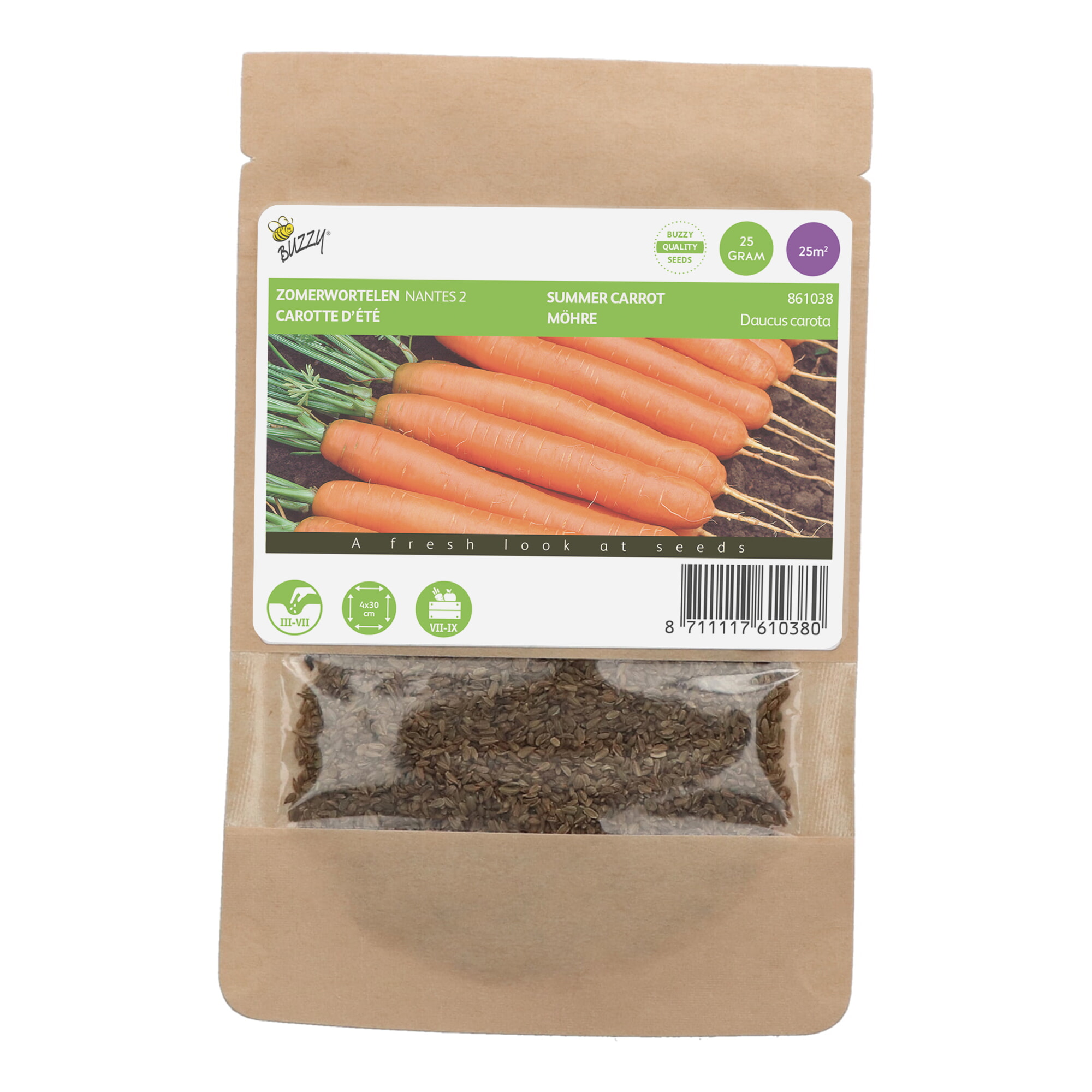 Zomerwortelen Zaden Nantes 2 -25g