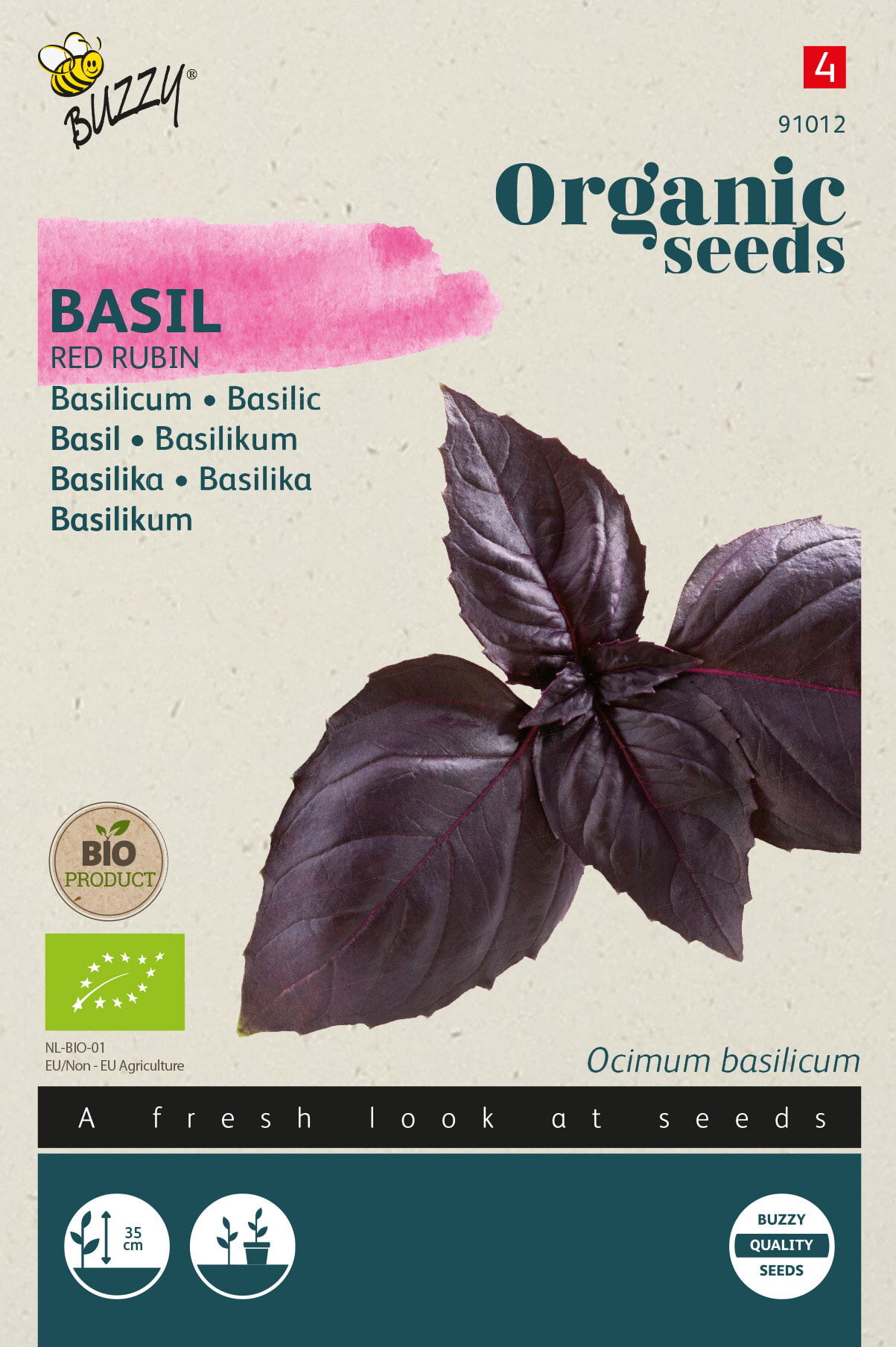 Buzzy Biologische Basilicum Zaden Red Rubin