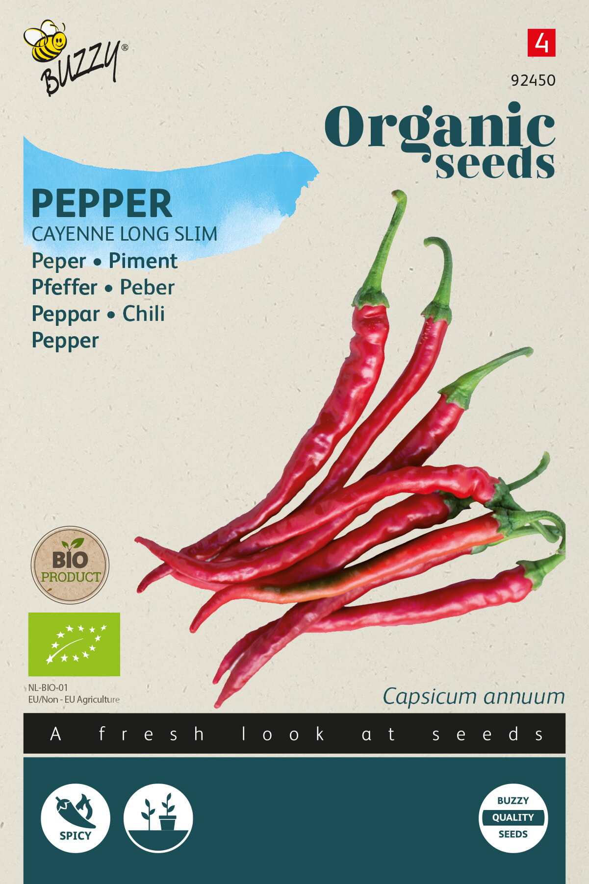 Buzzy Biologische Peper Zaden Cayenne Long Slim