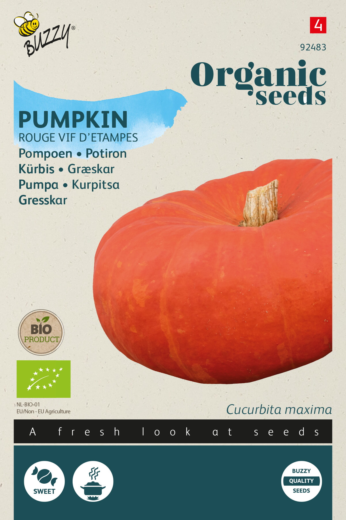 Buzzy Biologische Pompoen Zaden Rode van Etampes