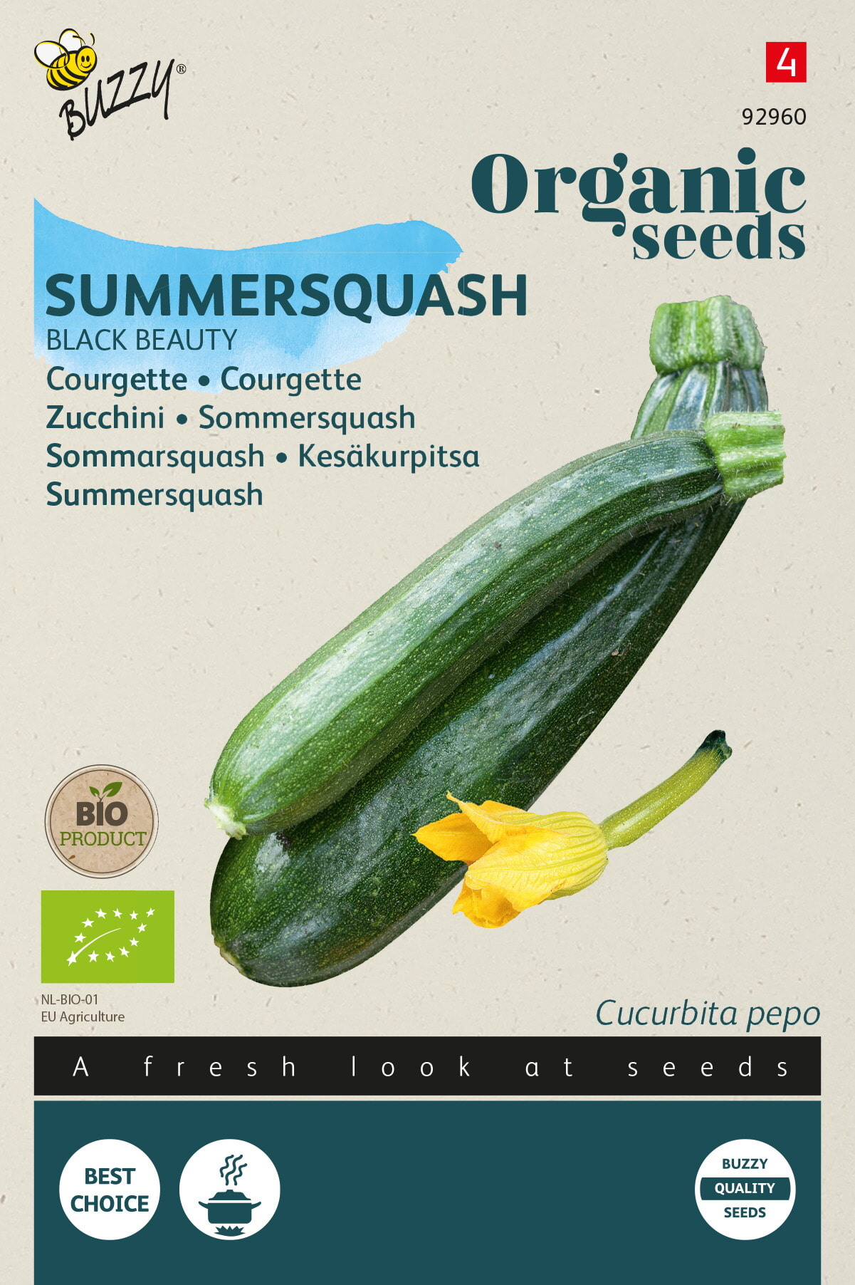 Buzzy Biologische Courgette Zaden Black Beauty