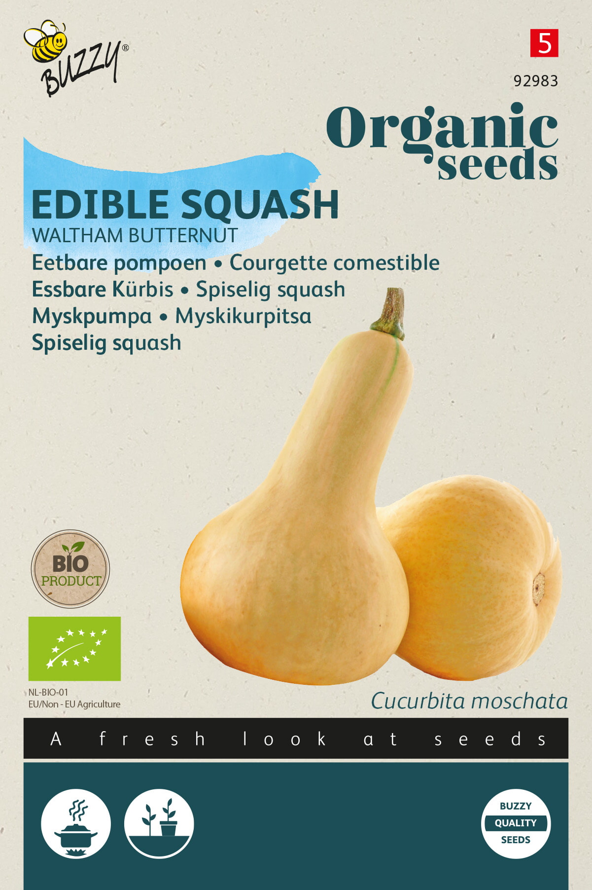 Buzzy Biologische Eetbare Pompoen Zaden Waltham Butternut