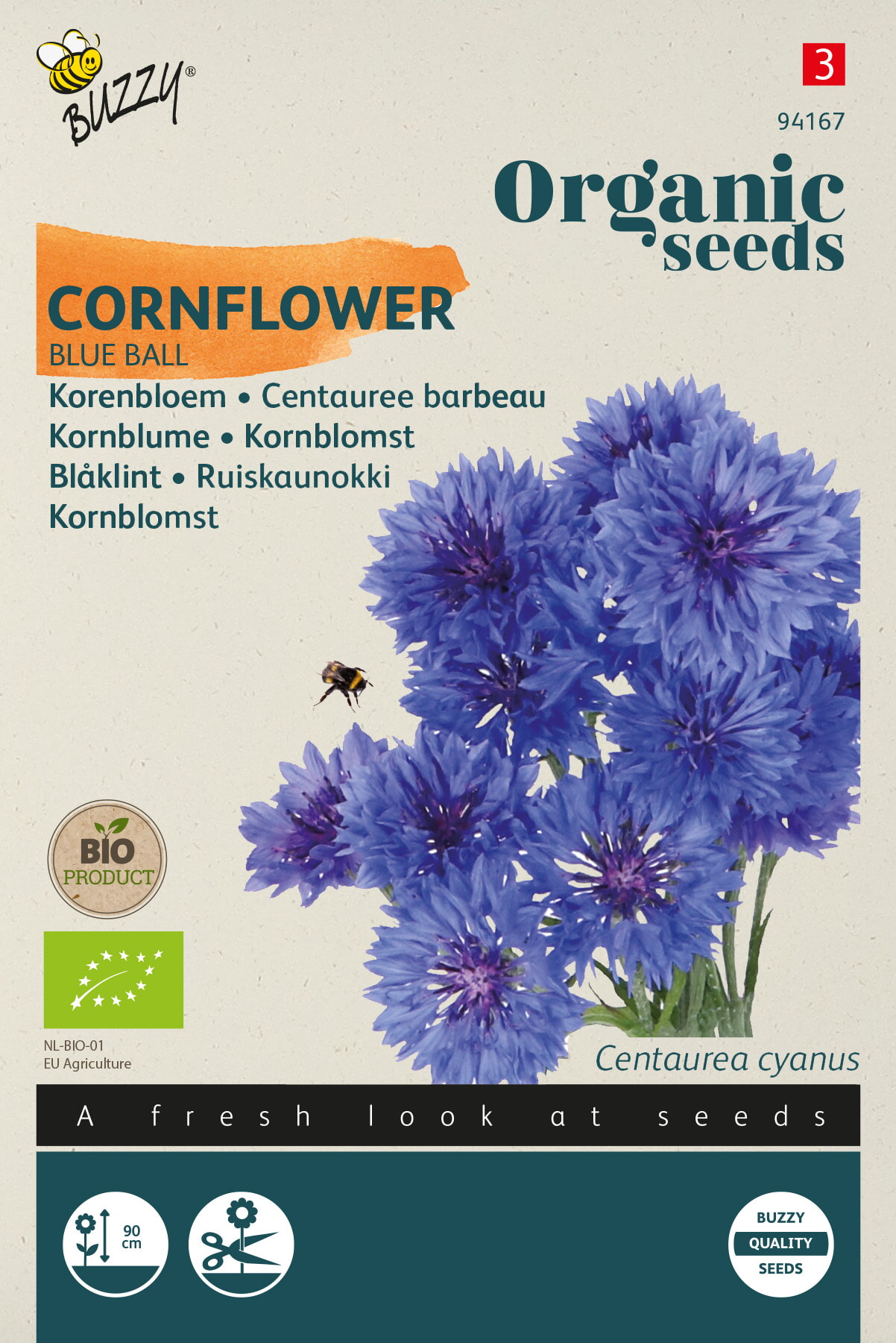 Buzzy Biologische Korenbloem Zaden Blue Ball