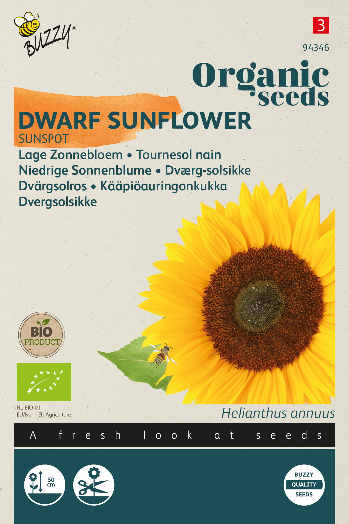Buzzy Biologische Lage Zonnebloem Zaden Sunspot