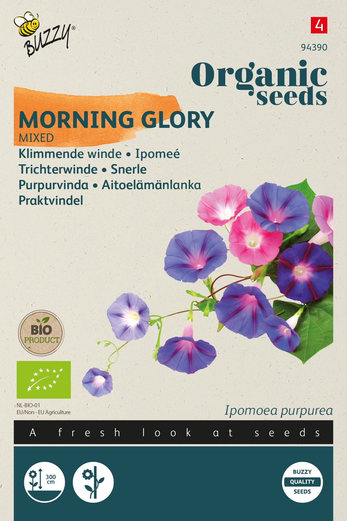 Buzzy Biologische Ipomoea Zaden Klimmende Winde Gemengd