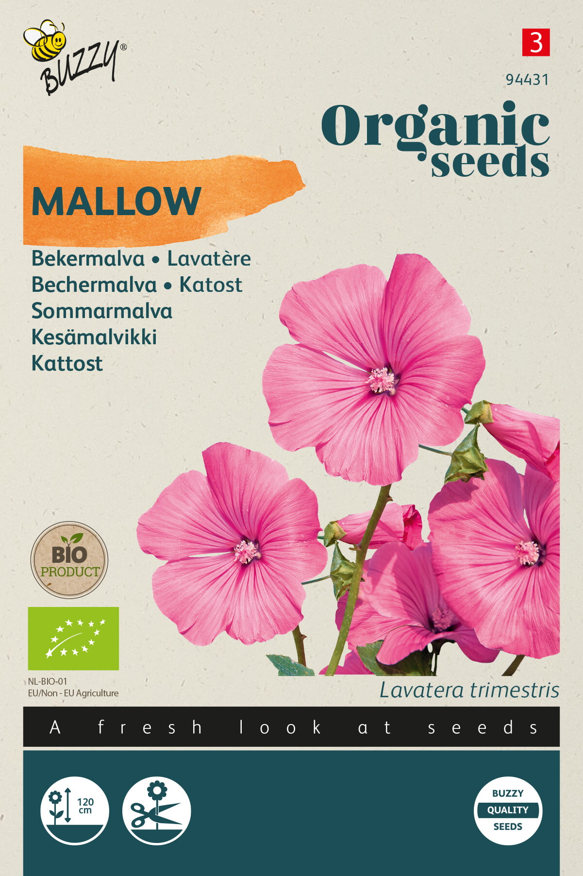 Buzzy Biologische Lavatera Zaden Rose Rood