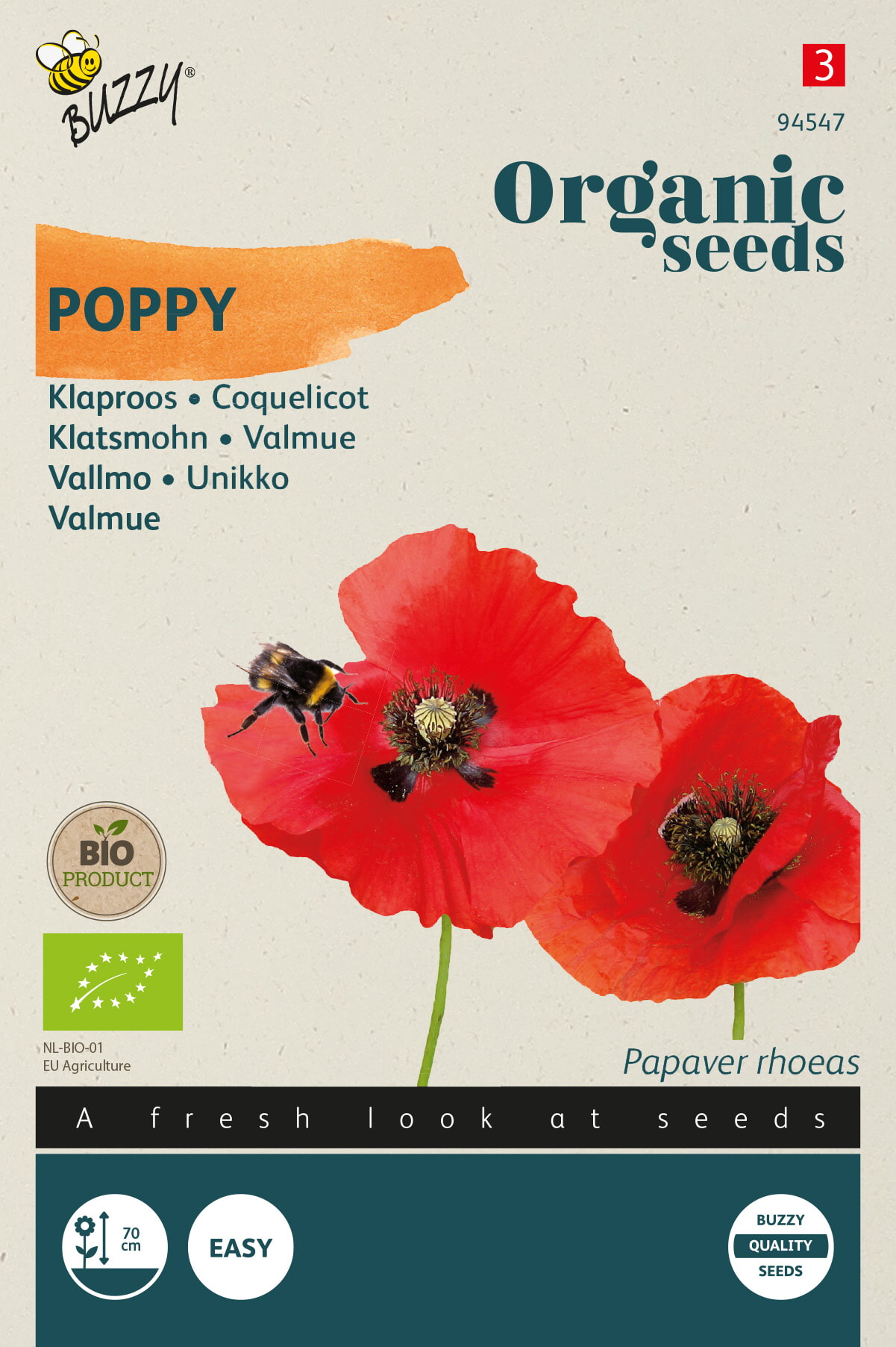 Buzzy Biologische Papaver Zaden Klaproos Rood
