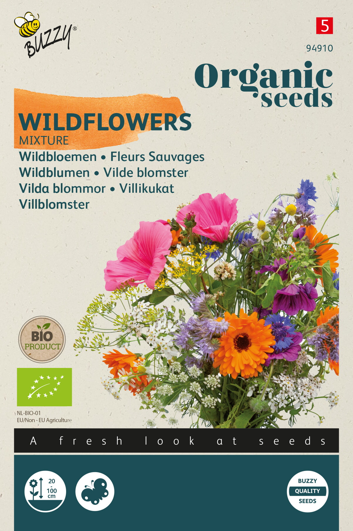 Buzzy Biologische Wildbloemen Mengsel Zaden