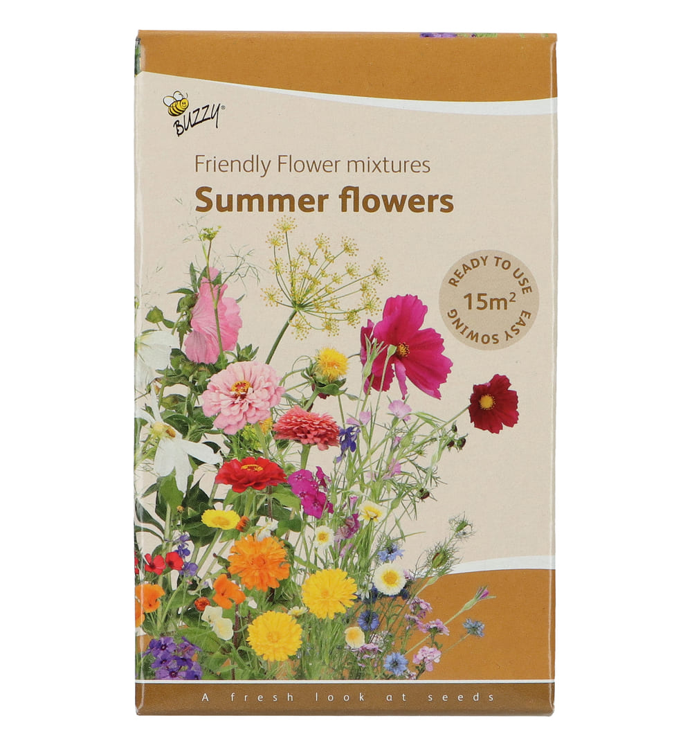 Buzzy Friendly Flowers Zaden Strooidoosje Zomerbloemen 15m2